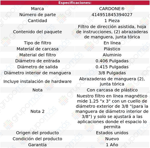1 Filtro Dirección Hidráulica 362 81 Al 05