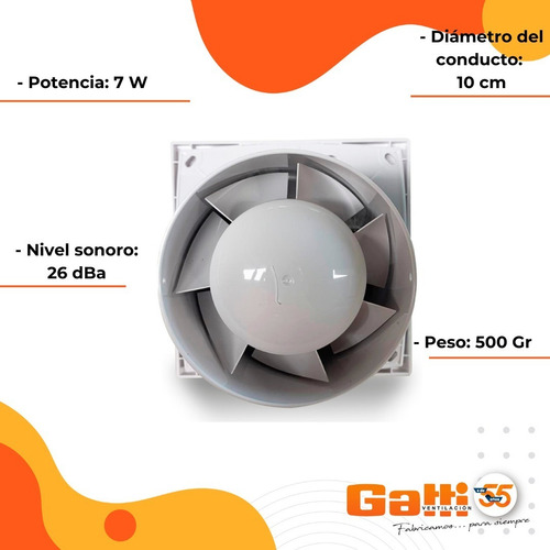 Imagen 7 de 10 de Extractor De Aire Baño 4(10 Cm) Motor Potenciado Buje Bronce
