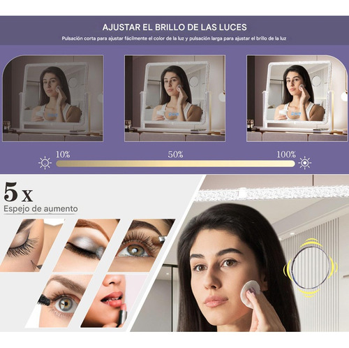 Espejo De Pie Rectangular Pared Luz Led Touch Rgb 14 Modos