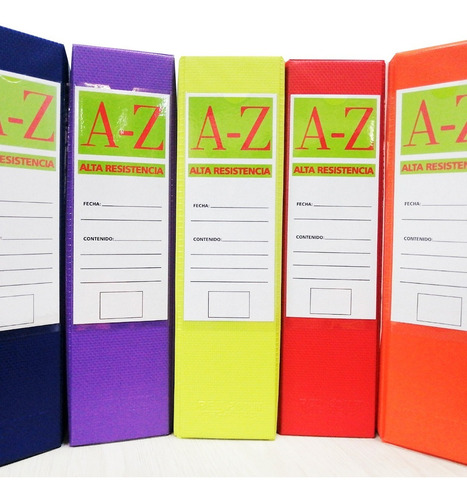 Carpeta, Folder A-z Plastificado En Colores Tamaño Carta.