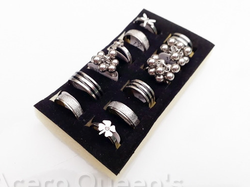 Set De 6 Anillos Premium Surtidos Acero Quirurgico X Mayor