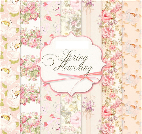 Kit De Papel Digital Shabby Flores Rosa Primavera