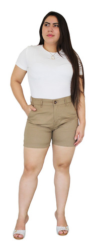 Shorts Hering Feminino Sarja Marrom Alfaiataria K0mq1fsi