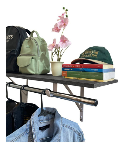 Repisa Estante Perchero Organizador De Ropa Y Accesorios Color Lombardia/blanco