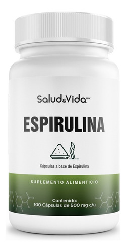 Espirulina 500mg - 1500 mg (3 Cápsulas) | 100 Cápsulas | S&V | Sin Gluten y Sin OMG