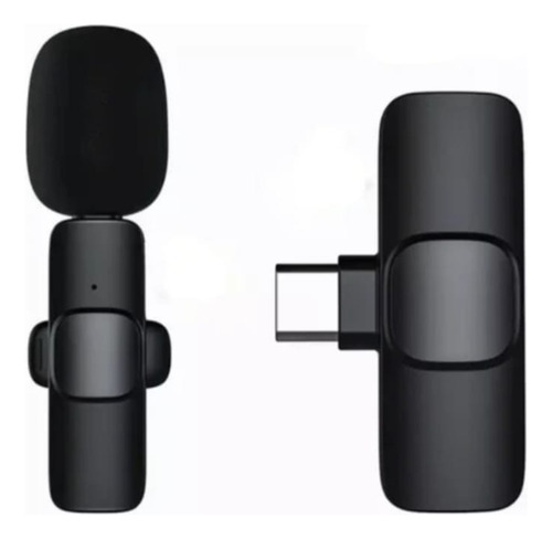 Wireless Tipo-c Microfone De Lapela Android Gravação S/fio Cor Preto