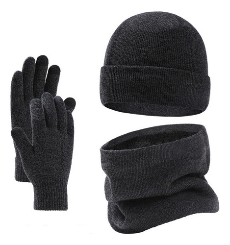 Gorro De Peluche De Invierno Cálido Conjunto  Tres Piezas 1