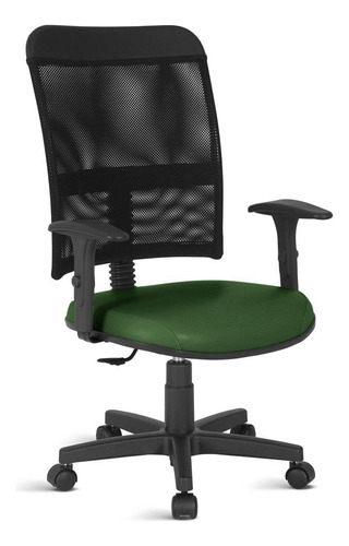 Cadeira De Escritório Em Tela Com Braço Rj Verde