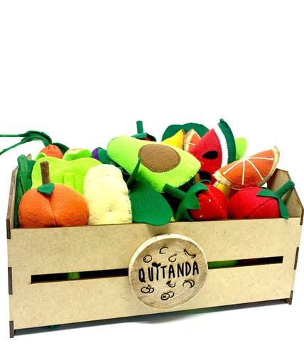 Imagem 1 de 6 de Comidinha Feltro Kit Pedagógico Frutas Legumes No Caixote Gr