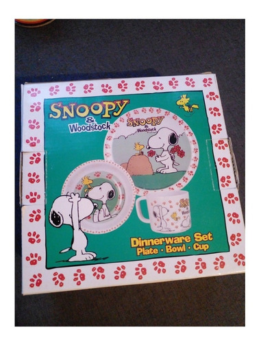 Set De Plato Taza Y Bowl De Snoopy Para Desayunar 15 Verdes
