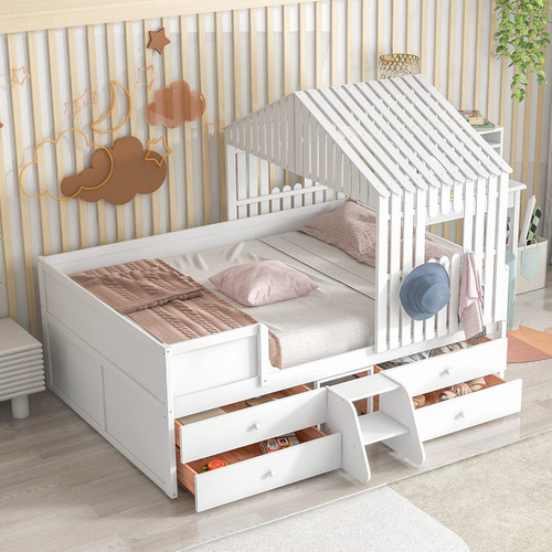 Cama Baja De Tamaimo Matrimonial Con Cuatro Cajones, Diseño