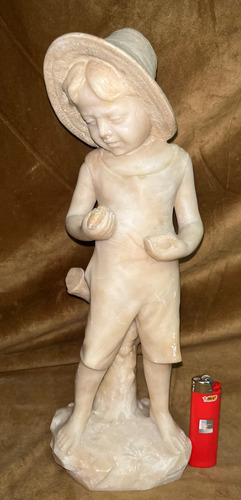 Escultura Mármol Estatua Figura D Niña 34cm. Tallado Antiguó (Usado)