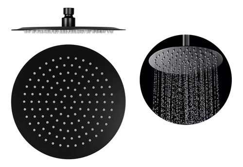 Ducha Redonda Negro Mate 25cm Acero Inoxidable Ultra Fino