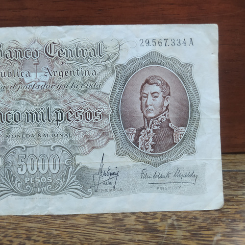Antiguo Billete 5000 Pesos Moneda Nacional 1966 Bott 2177