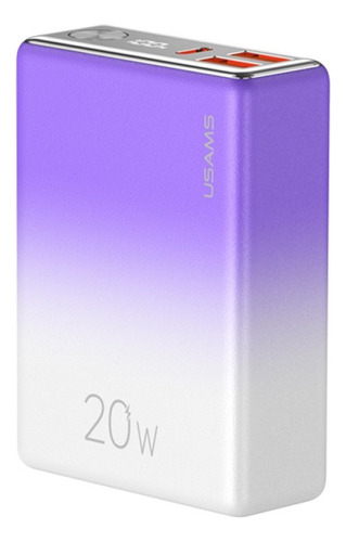 Bateria Cargador Portatil Power Bank 10000mah Usams 20w Ax ® Color Violeta