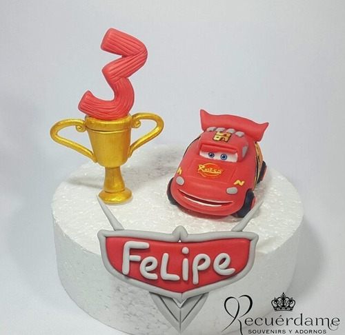 Adorno Para Torta Cars Rayo Mcqueen En Porcelana