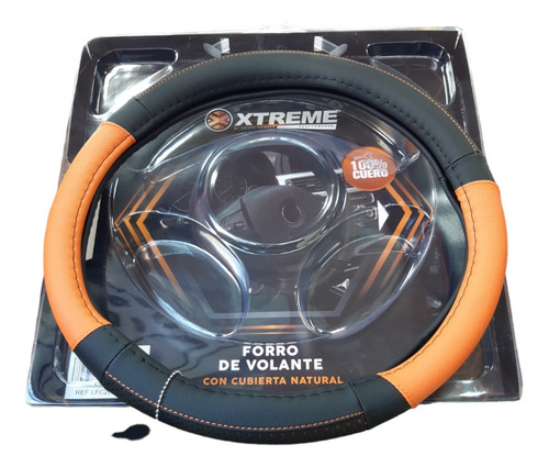 Forro Volante Xtreme 100% Cuero Negro/naranja Fv0211