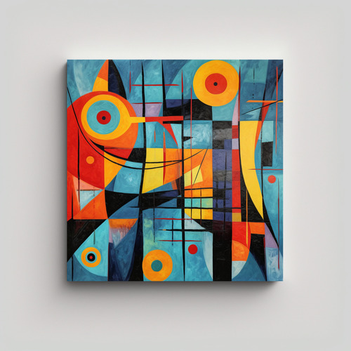 70x70cm Cuadro De Arte Abstracto - ¡colores Vibrantes Y Geo