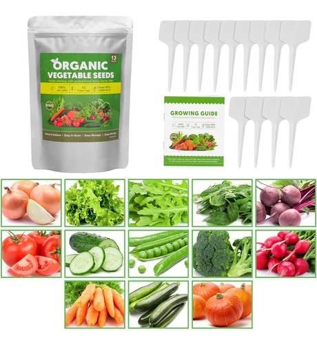 Kit De Semillas Vegetales Orgánicas De Reliquia, 13 Paquetes