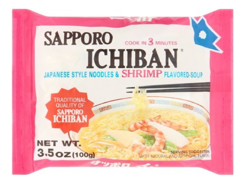Sapporo Ichiban Japanese Style Noodles Sabor Camarón Ramen