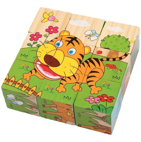 Imagen 5 de 9 de Rompecabezas Madera 6 En 1 Juguete Cubo Didáctico 9 Pcs