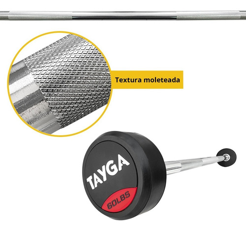 Barra Recta Con Peso Integrado 60 Lbs, Gym Tayga Color Negro
