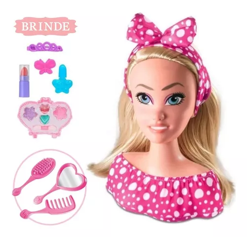 2 Bonecas Busto Da Barbie P/ Maquiar Pentear Com Acessórios