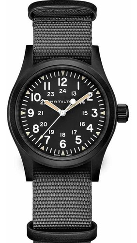 Reloj Hamilton Khaki Mechanical H69409930 Color de la malla Gris oscuro Color del bisel Negro Color del fondo Negro
