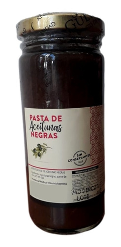 Pasta De Aceitunas Negras Sin Conservantes Mendoza 200 Gr