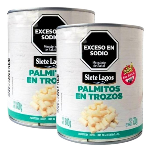 Palmitos En Trozos Siete Lagos 800 Gr. Pack X2