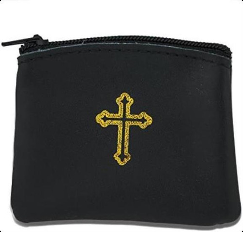 Estuche Rosario Católico Cuero Genuino Venere (1, Negro)