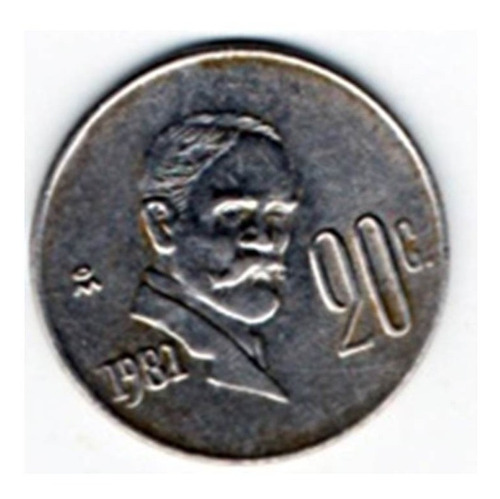 Moneda  Doble Fecha 1981/82 20 Cen Madero Sobre Fechada