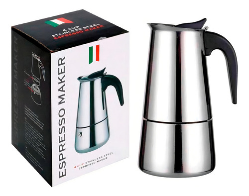 Cafetera Italiana De Acero Inoxidable 4 Tazas