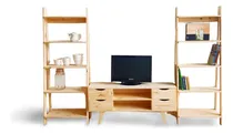 Comprar Rack Tv Nordico Madera + 2 Bibliotecas Nordicas Madera Pino 