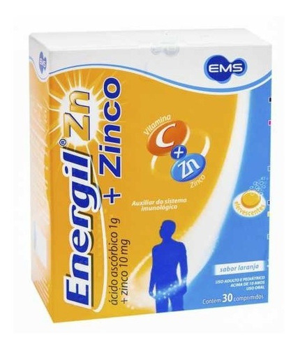 Energil Zn Zinco Efervescente Laranja 1g 30 Comprimidos