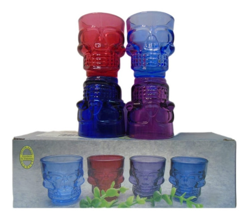 Juego De 4 Tequileros En Forma De Calavera