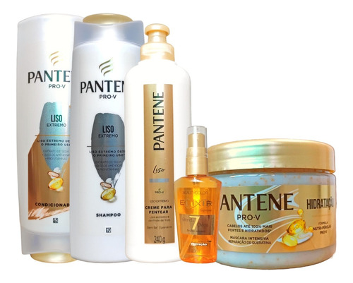  Sh Pantene Liso Extremo +cond+creme+mascara+elixir Oil