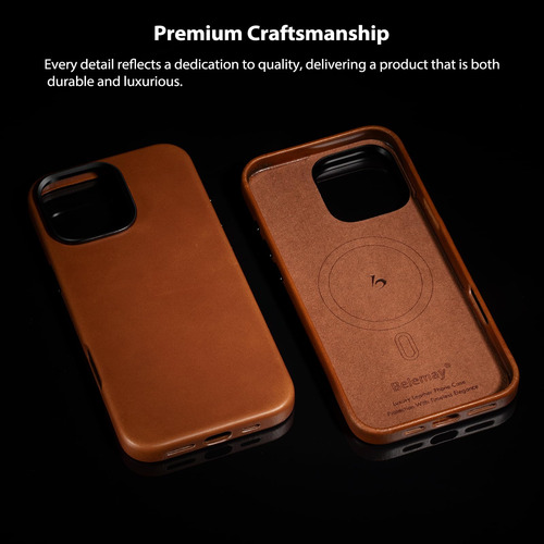 Capa De Couro Belemay Compatível Com iPhone 16 Pro Saddle Br