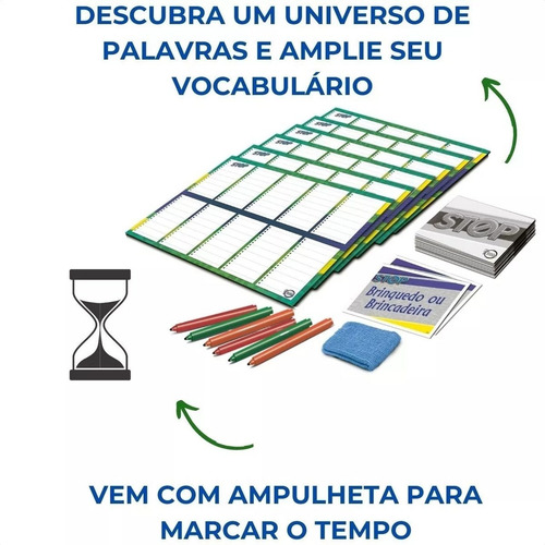 Jogo De Mesa Stop Com 6 Canetas Coloridas