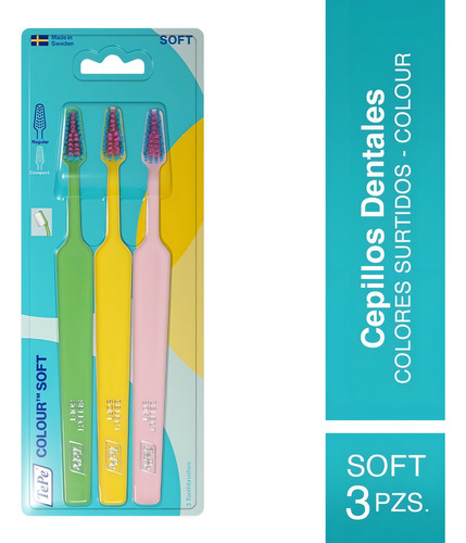 3 Cepillos Dentales Tepe Colores Surtidos - Colour Soft