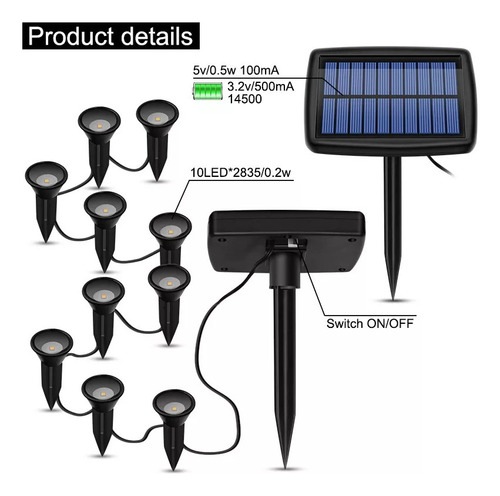 Luz Solar De Suelo 10 En 1 For Jardín