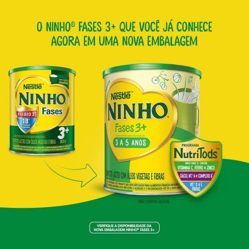 Composto Lácteo Ninho Fases 3+ Nestlé 3 A 5 Anos 800g