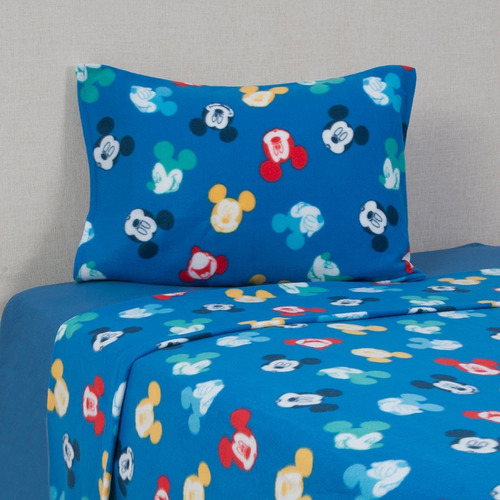 Mickey Mouse Y Amigos - Colores - Juego De Sabanas Polar - 8 Color Azul