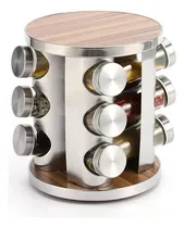 Comprar Especiero X12 Condimentero Acero Inoxidable Madera Giratorio