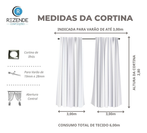 Cortina Gaze De Linho 6 Metros Varão Sala Quarto Sem Forro