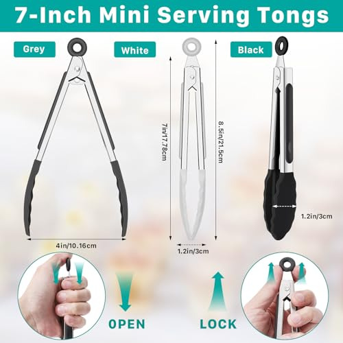 Pinzas De Cocina De Silicona 6 Uds, 7 Pulgadas, Resistentes