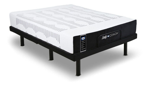 Colchón Y Cama Eléctrica Sealy Coach Matrimonial. Color Negro