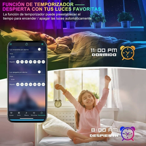 Tira Led Bluetooth Rgb 5050 Para Decoración De Dormitorio De