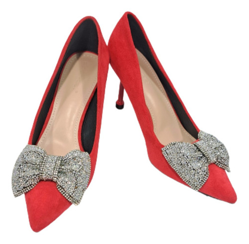 Zapatos Tacón Alto Puntiagudos Dama Rojos