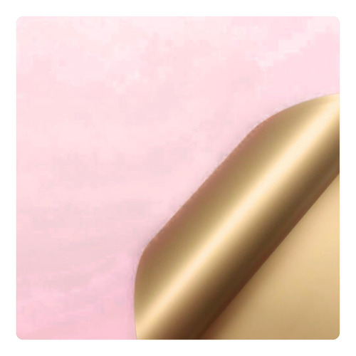 Papel Coreano Bopp Flores Diseño Cara Dorada X20u 3055 Rosa Dorado